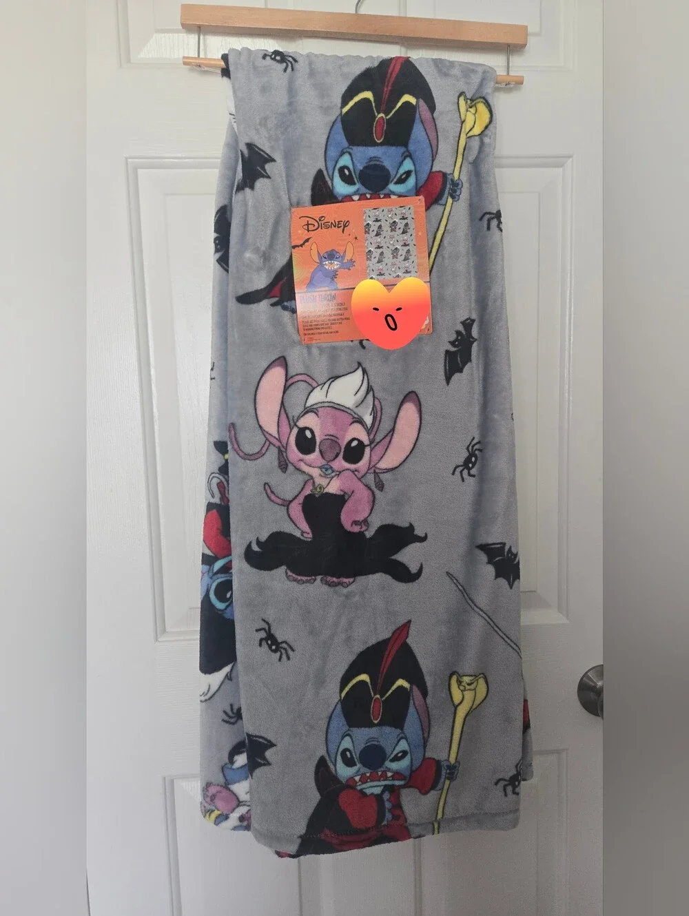 Disney Stitch & Angel Halloween Plush Throw Blanket - Gray, Alice Jafar Ursula